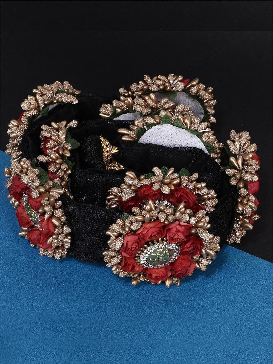 fimbul indian embellished hair choti with flower's jada set