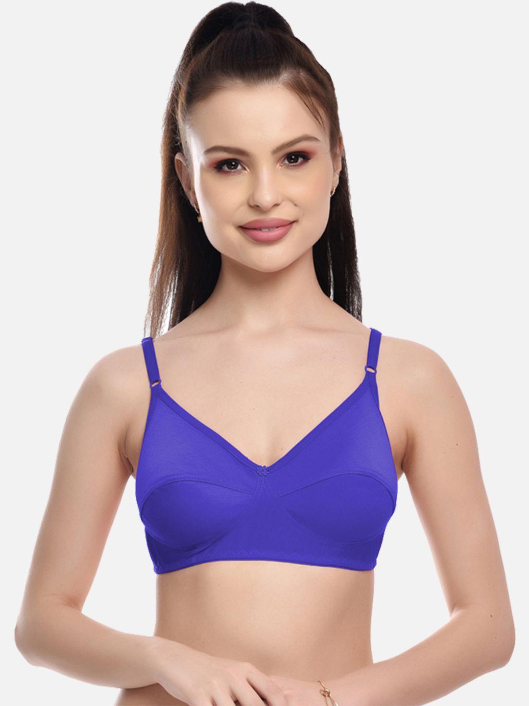fims women blue solid non padded bra