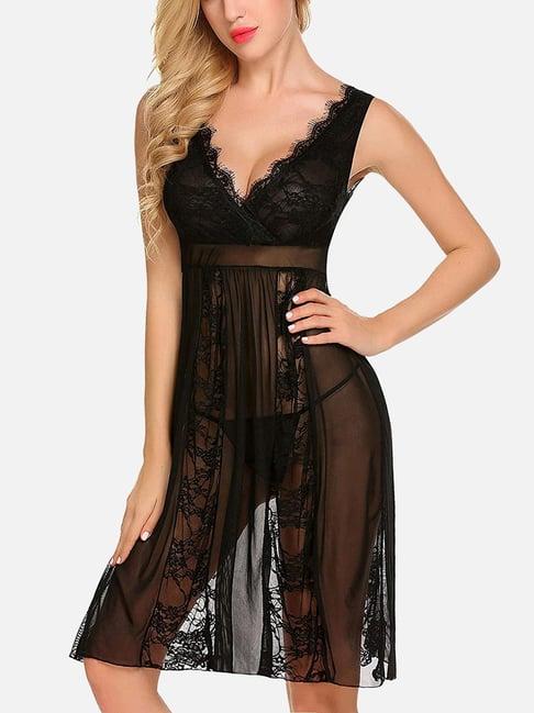 fims: fashion is my style black lace work babydoll with thong