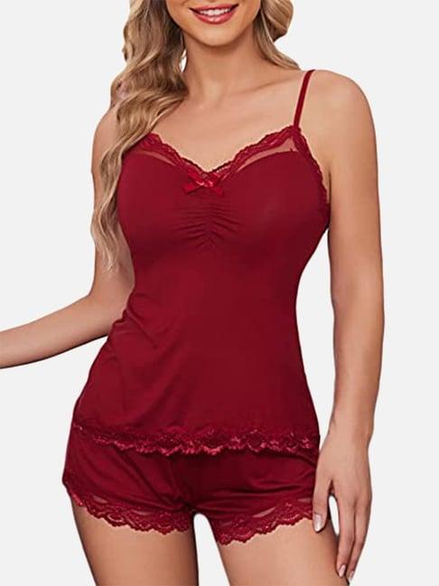 fims: fashion is my style maroon lace work babydoll set