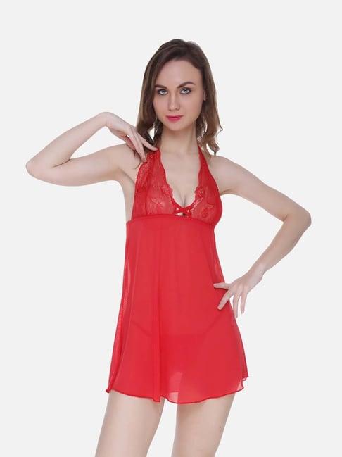 fims: fashion is my style red lace work babydoll with thong