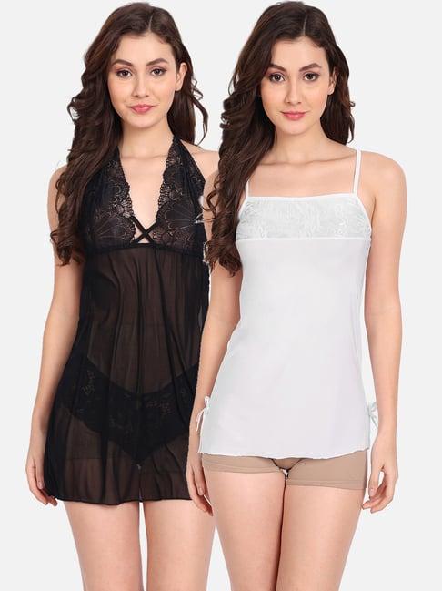 fims: fashion is my style white & black lace work babydoll with thong