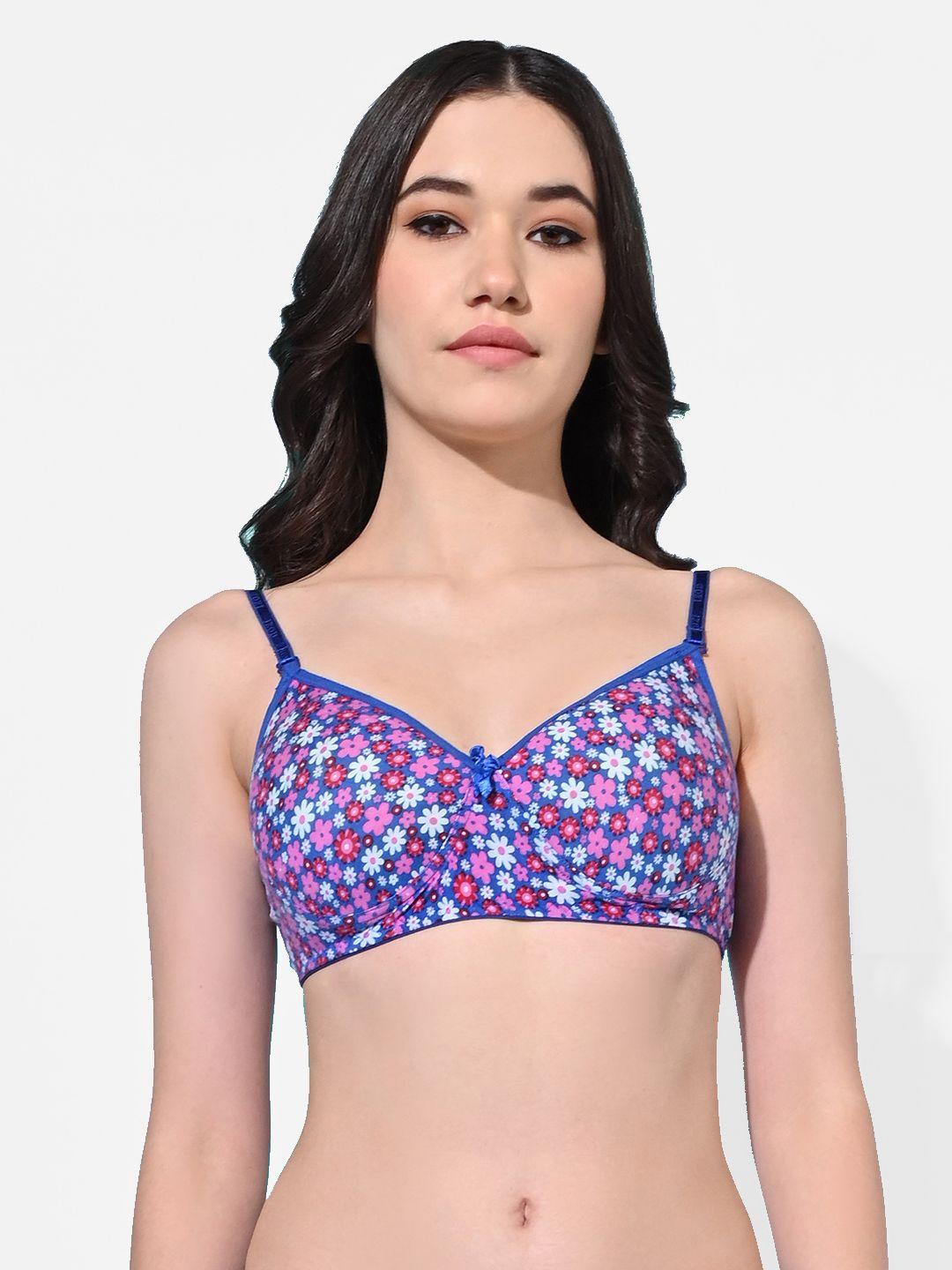 fims floral printed full coverage lightly padded cotton everyday bra all day comfort