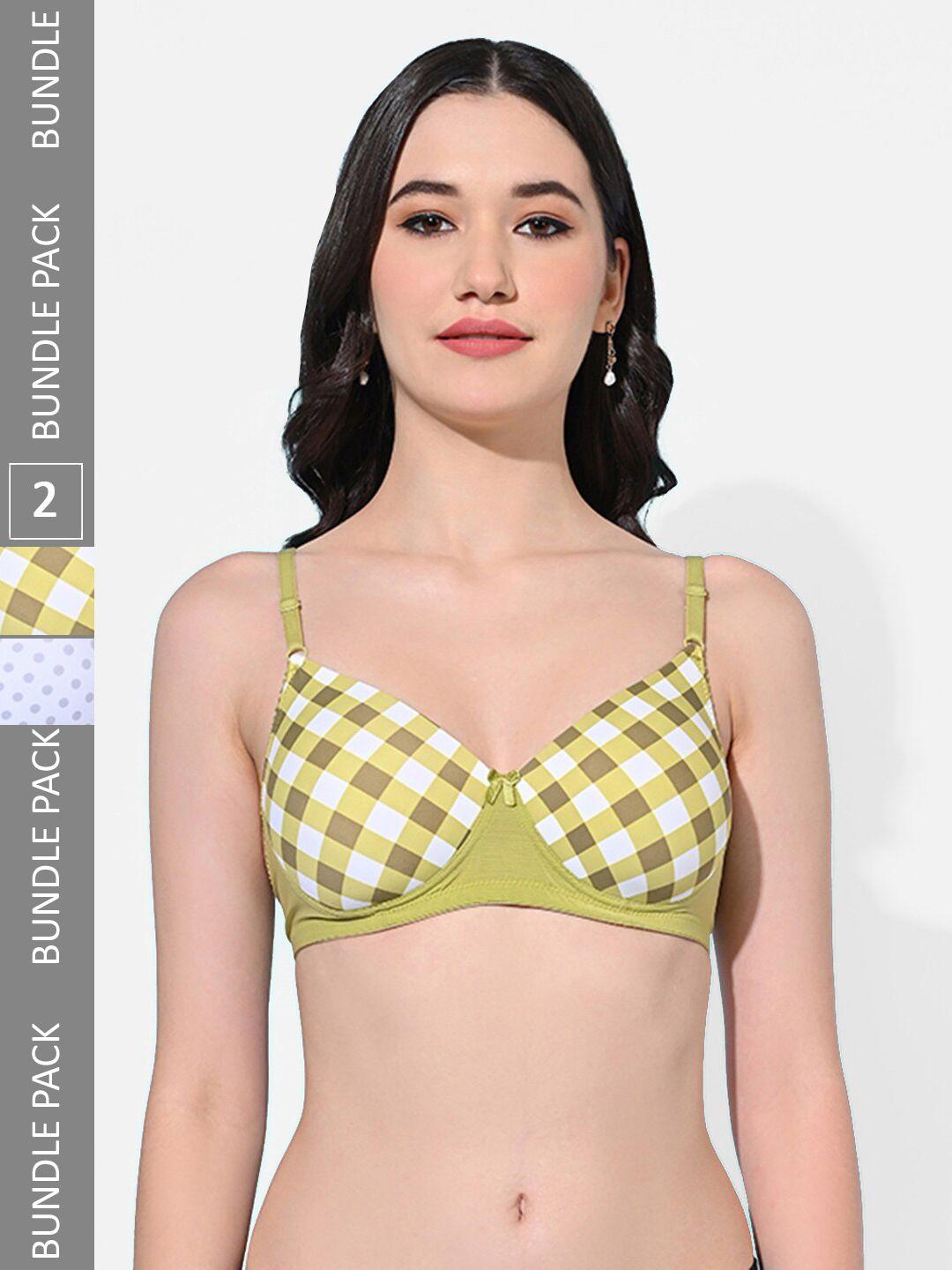 fims pack of 2 checked bra full coverage lightly padded