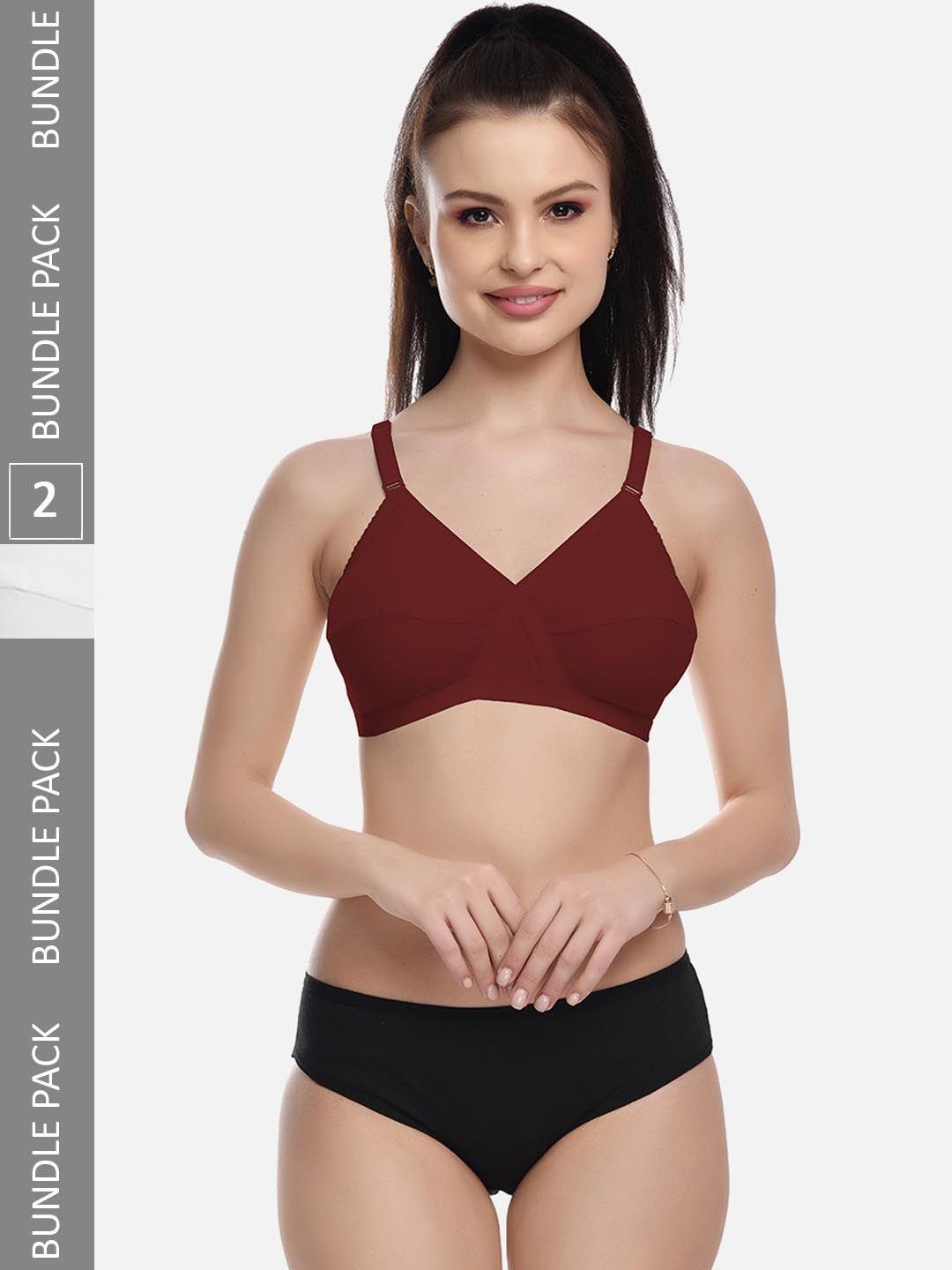 fims pack of 2 non padded lingerie set mtr_cross_set_whitemaroon_b