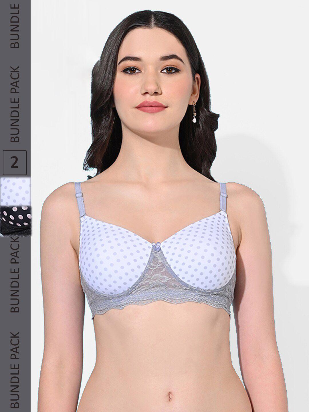 fims pack of 2 polka dot full coverage super spport everyday bra all day comfort