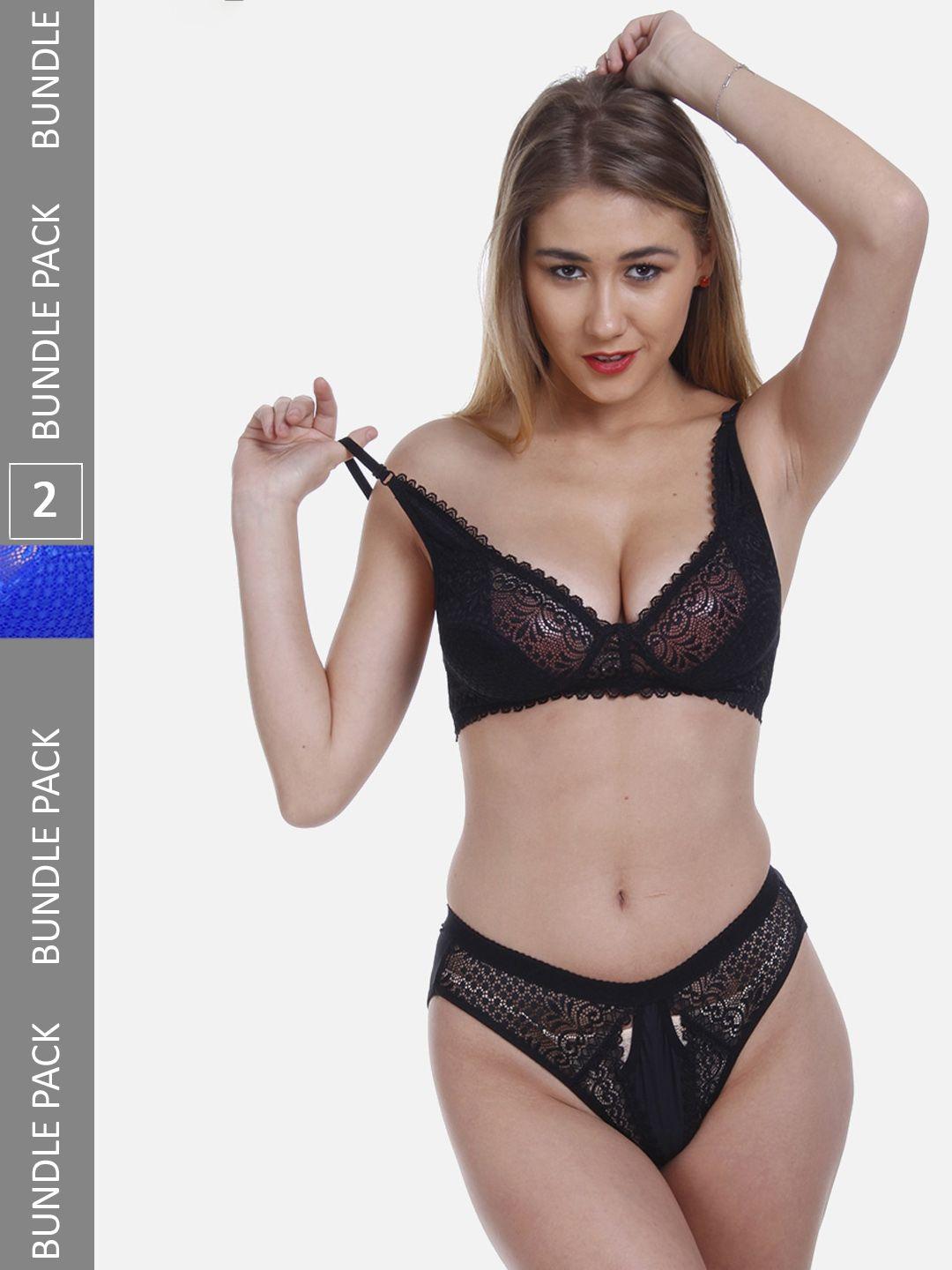 fims pack of 2 self-design lingerie set new_stone_set_blackblue_b