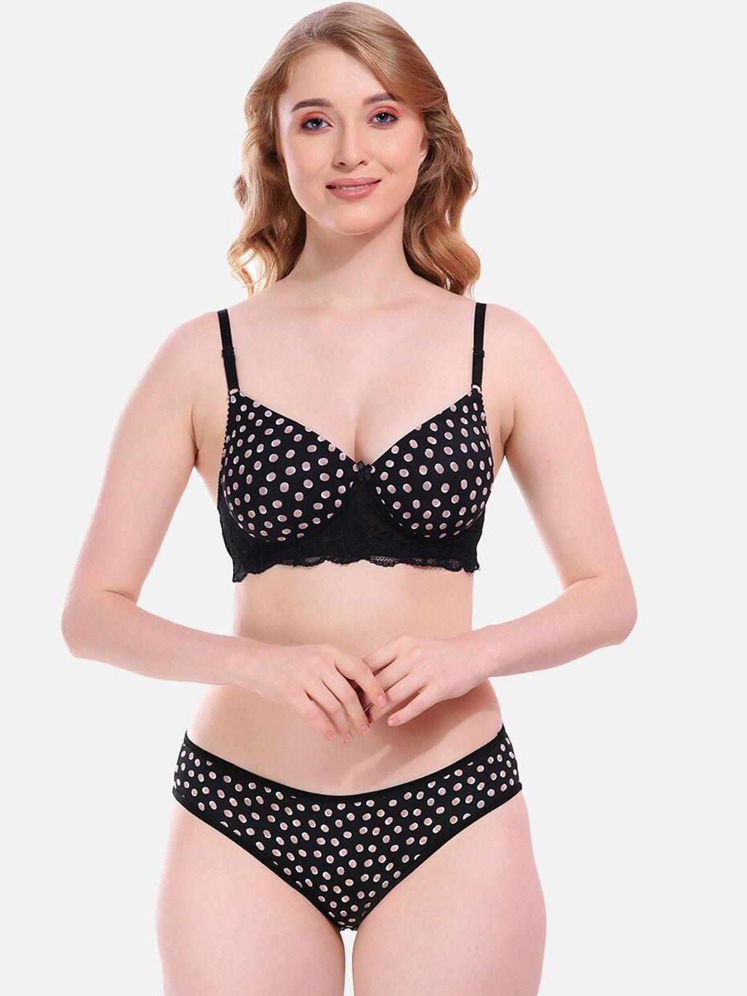 fims polka dots printed lingerie set