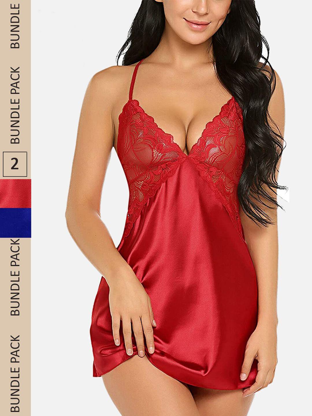 fims red & blue satin baby doll