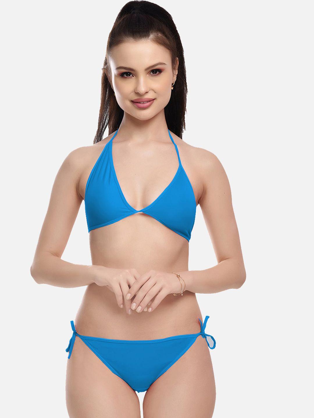 fims women blue solid lingerie set
