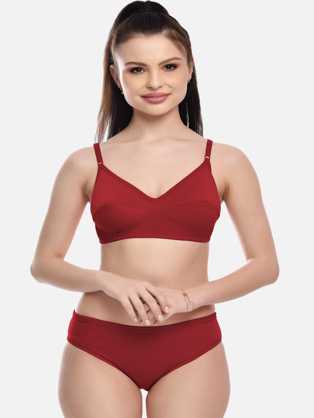 fims women maroon solid lingerie set