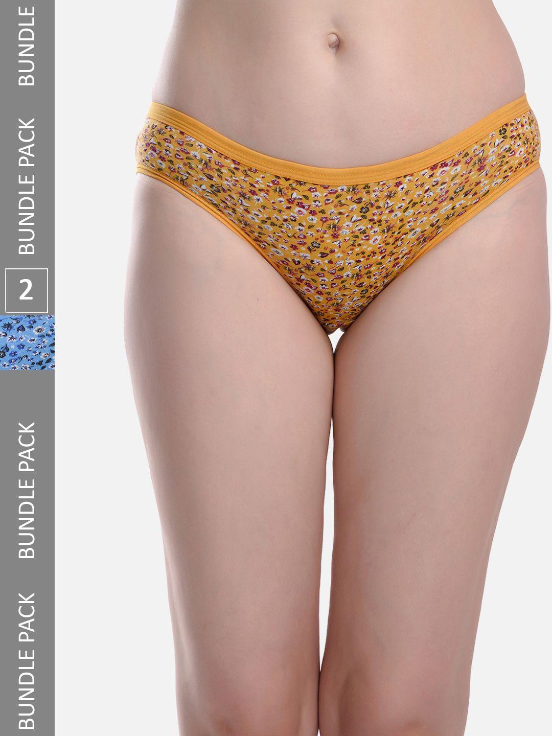fims women pack of 2 printed anti-microbial hipster briefs