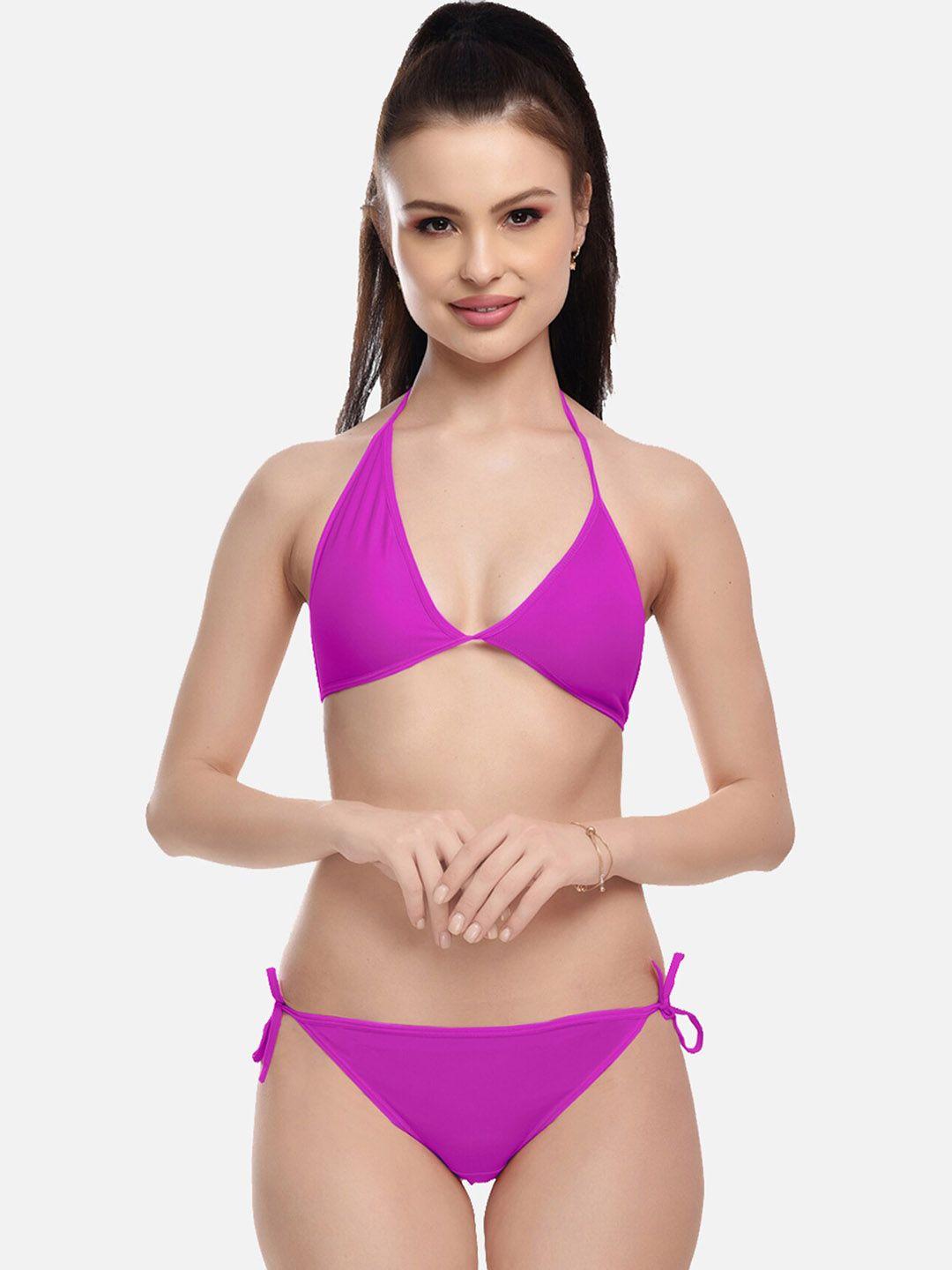 fims women purple solid lingerie set