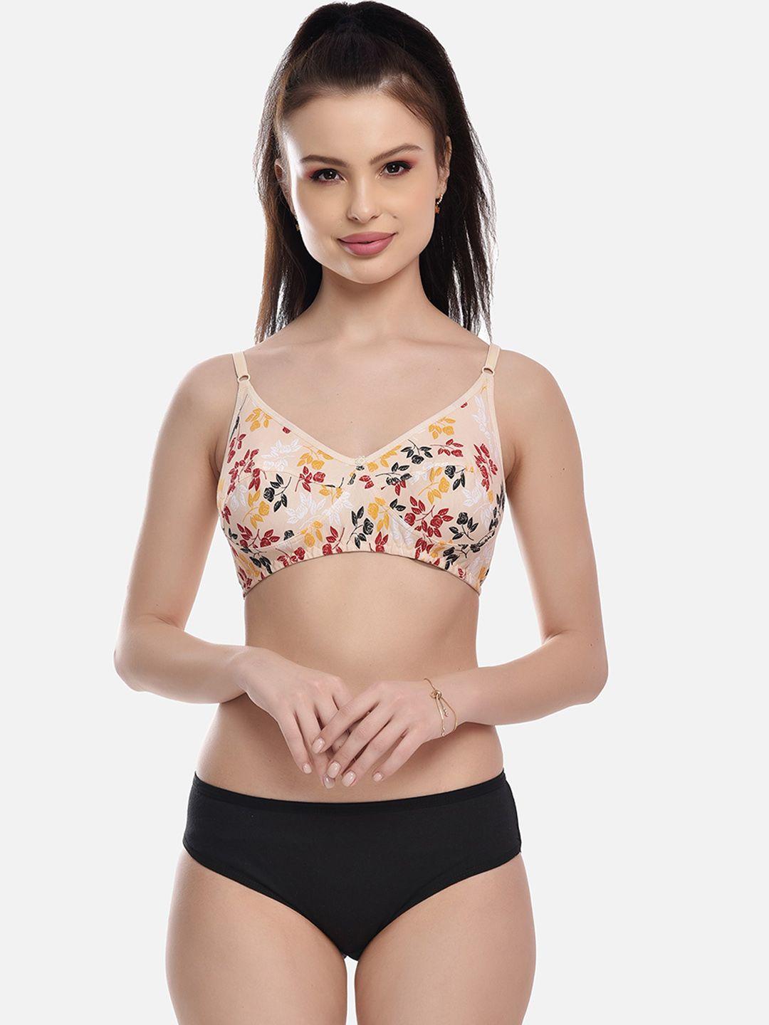 fims women yellow & black printed lingerie set