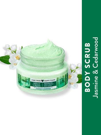 find your happy place - after the rain exfoliating body scrub jasmine & cedarwood, paraben-free 250g