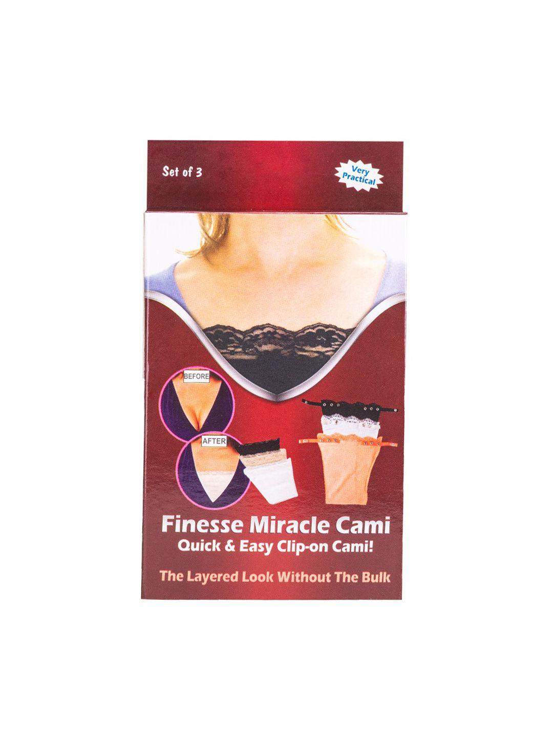 finesse miracle cami pack of 3 self-design non-padded camisoles