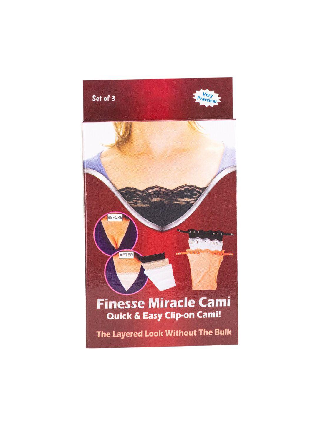 finesse miracle cami pack of 3 self-design non-padded camisoles