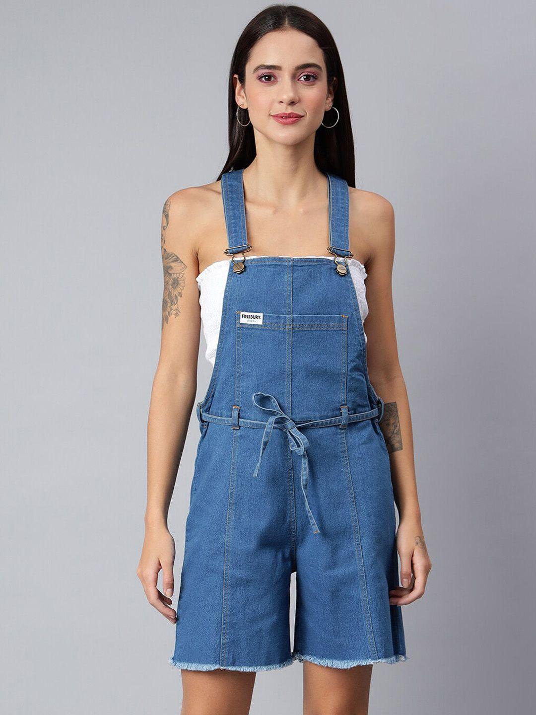 finsbury london women denim slim-fit dungarees