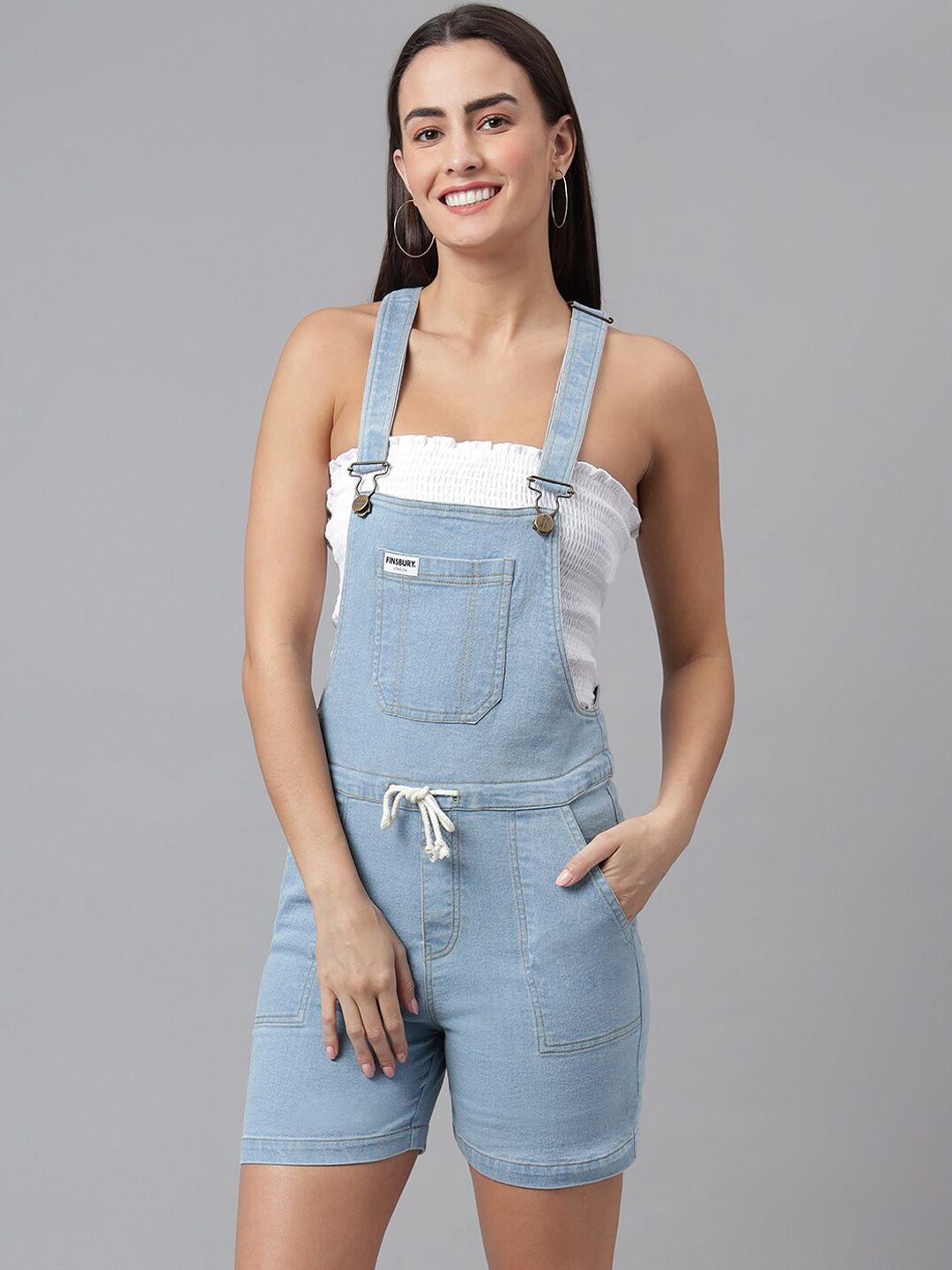 finsbury london women denim slim-fit dungarees