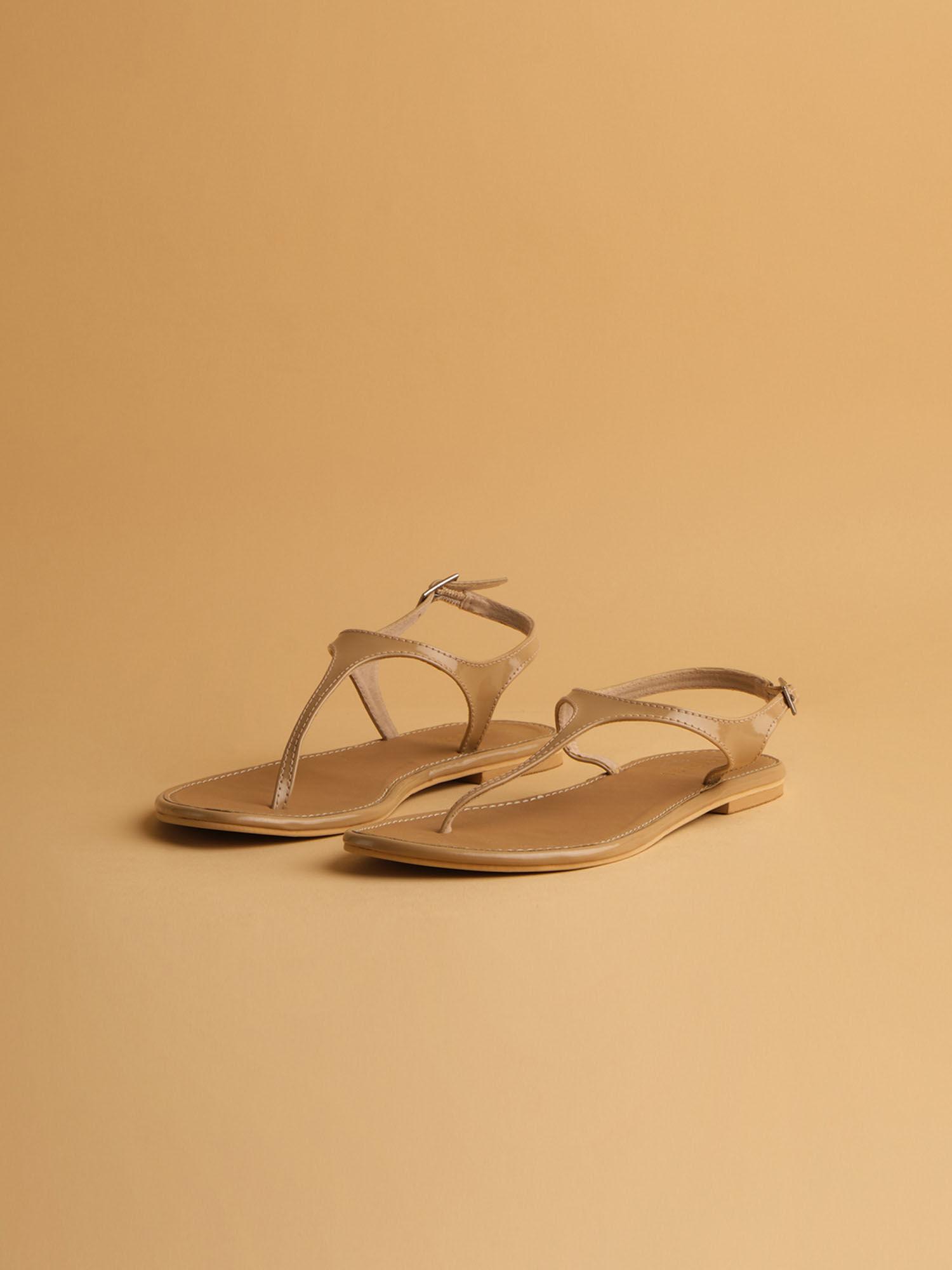 fiona t-strap sandals beige