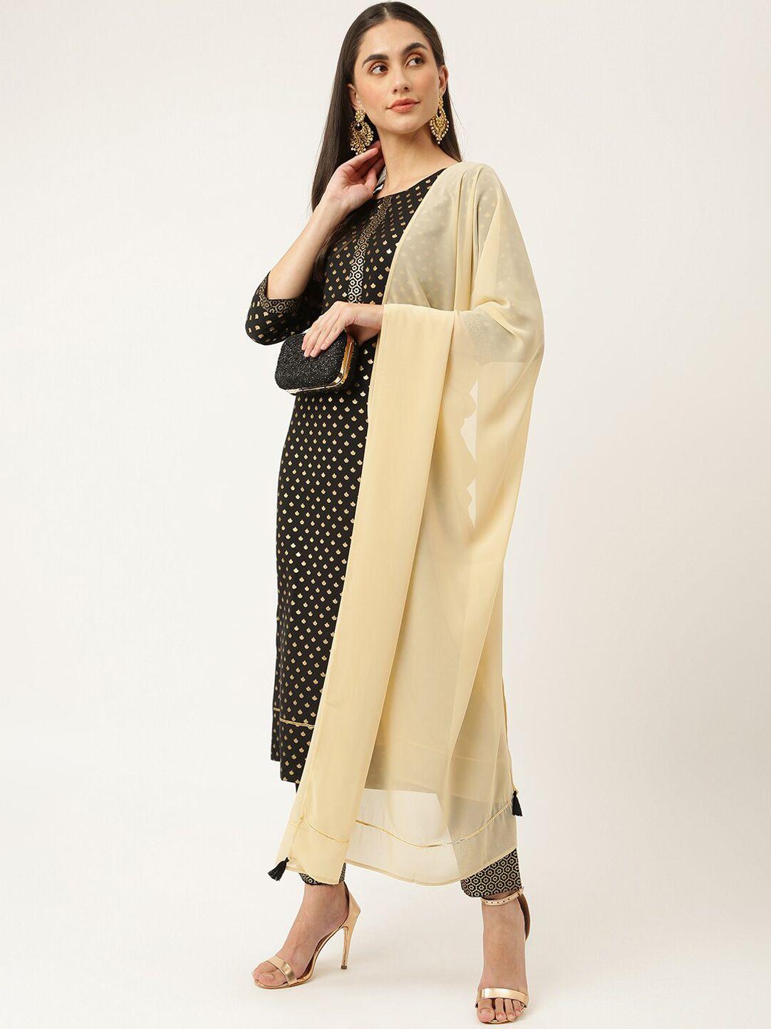 fiorra women printed kurta with trousers & with dupatta