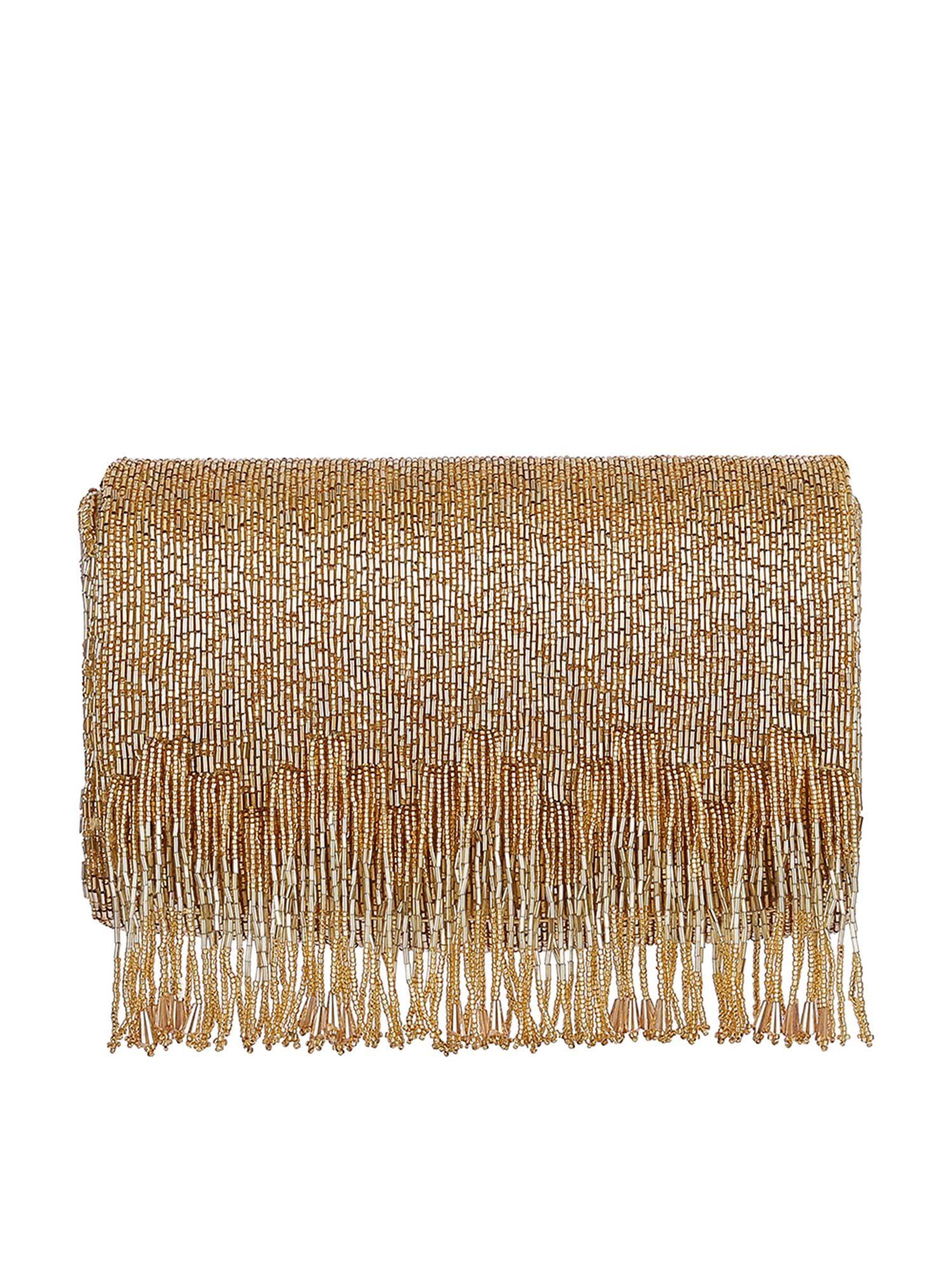 firante flapover clutch peerless gold with handle