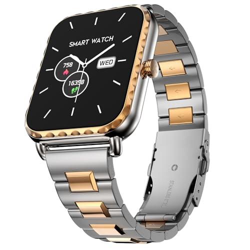 fire-boltt jewel, luxury stainless steel smart watch with a 1.85" display boasting 320x386 resolution and 600 nits brightness, 60 hz refresh rate, 120 sports modes, ip67 rating (rose gold)