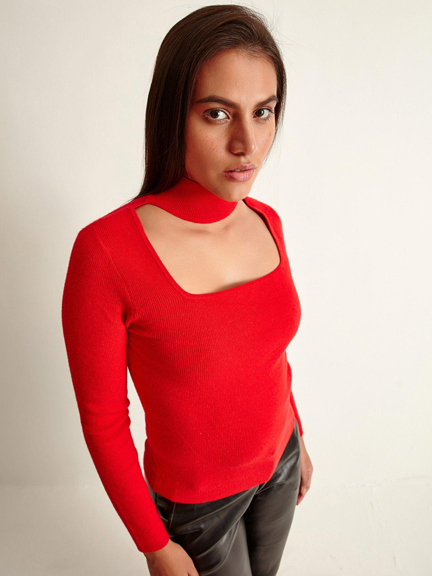 fire moon red sweater
