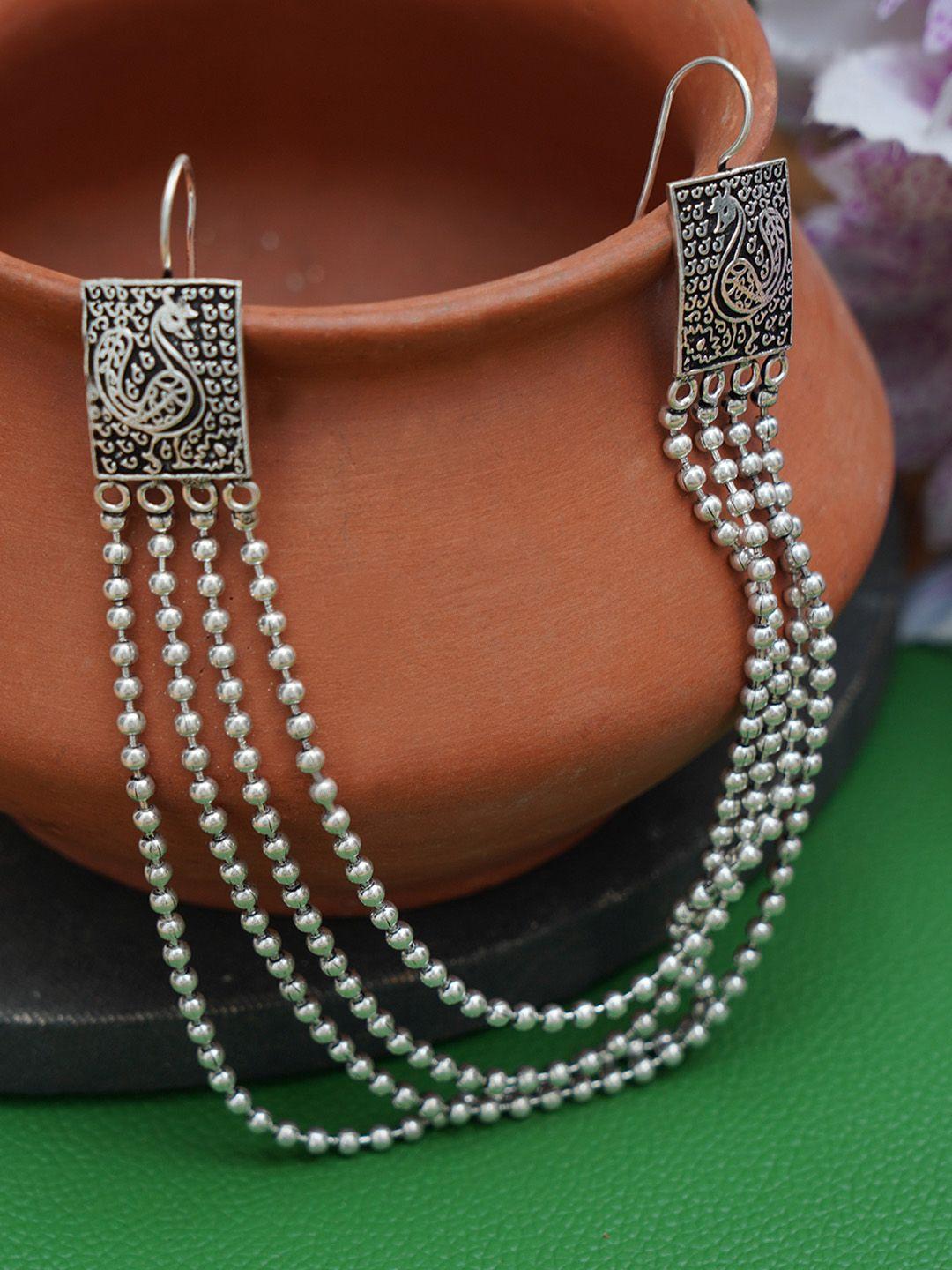 firoza silver-toned oxidised bun pin