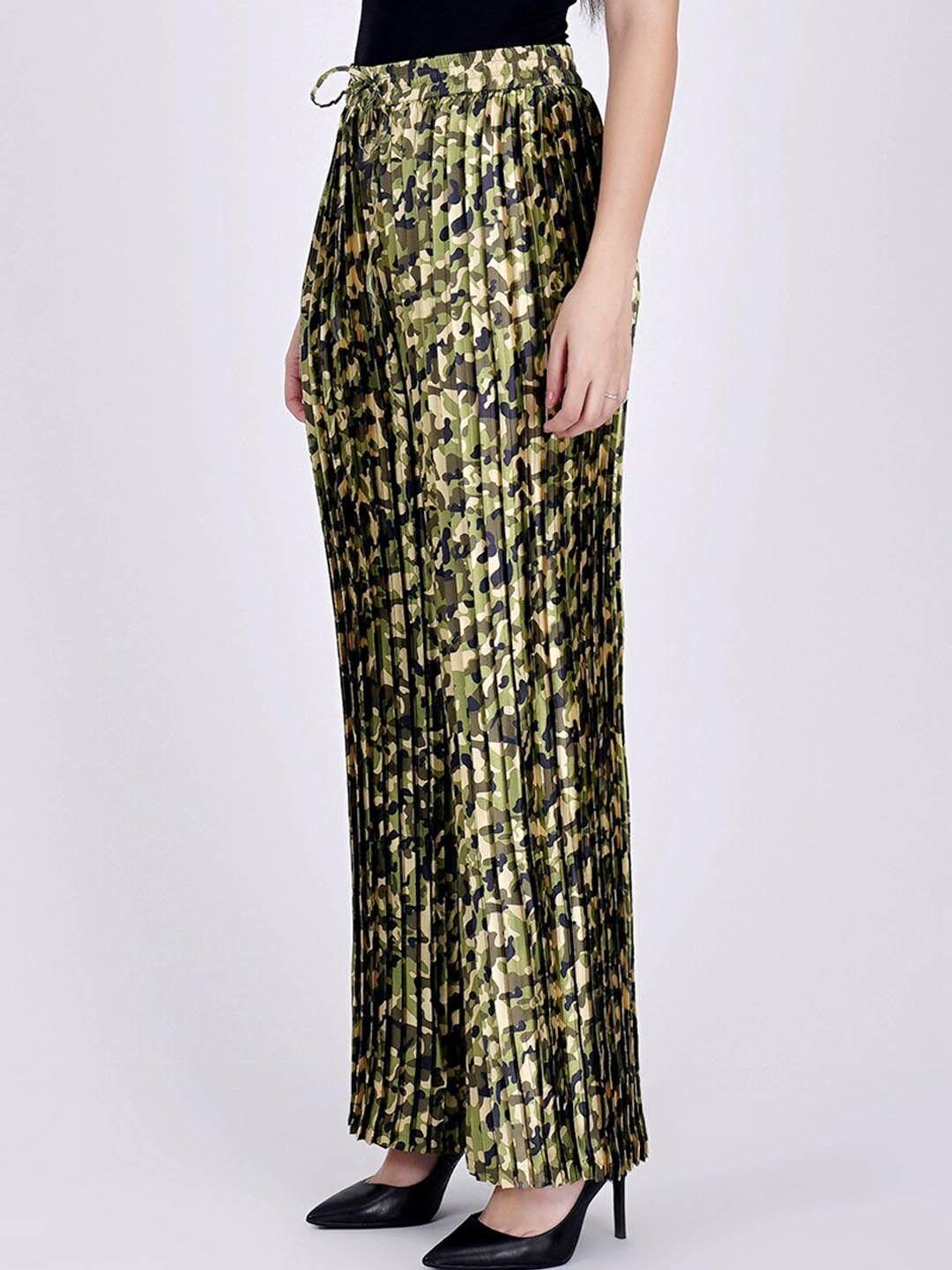 first resort by ramola bachchan abstract printed mid rise relaxed trousers