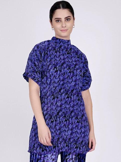 first resort by ramola bachchan blue camouflage print top