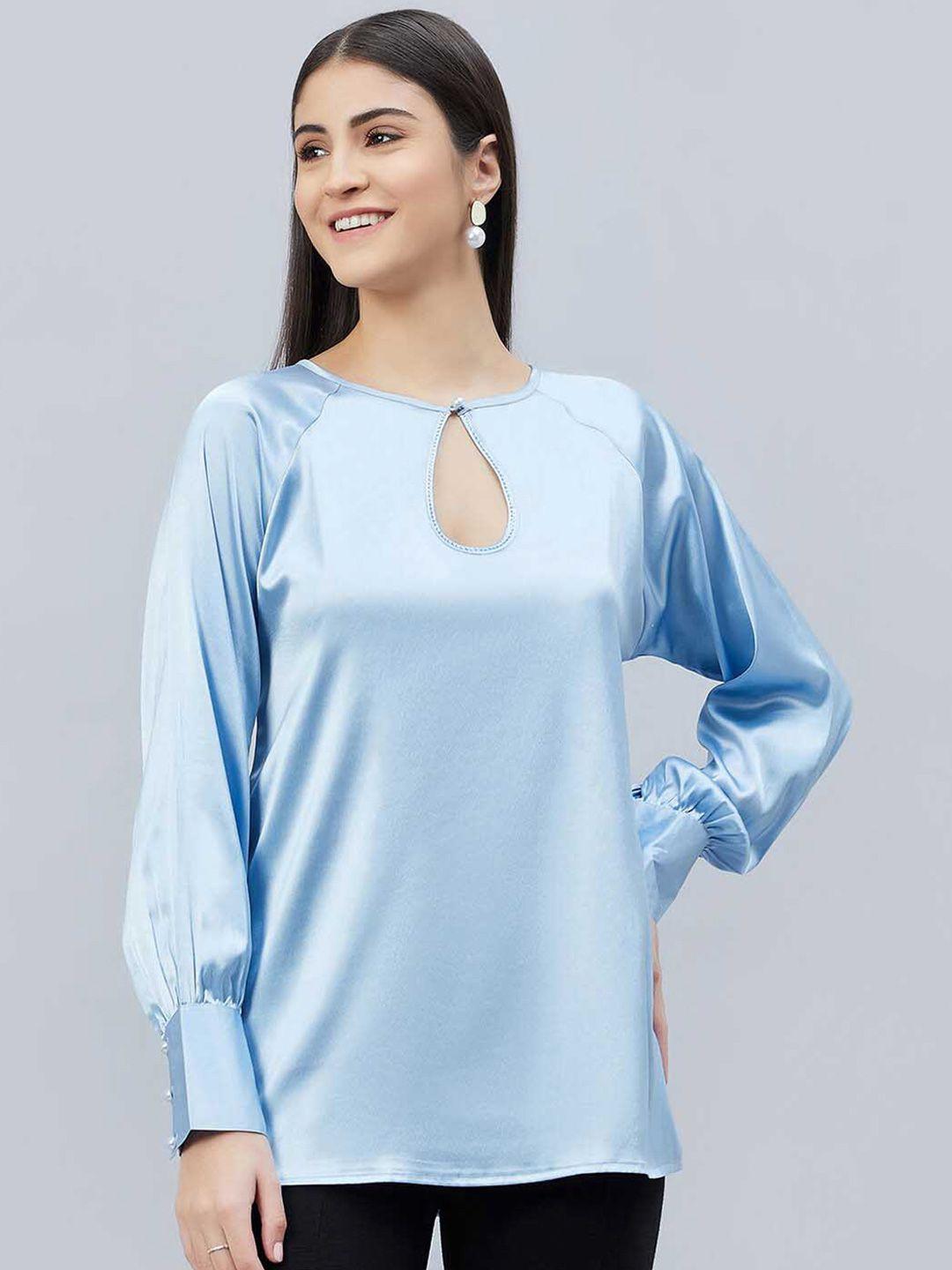 first resort by ramola bachchan classic keyhole neck cuffed sleeves gathered regular top
