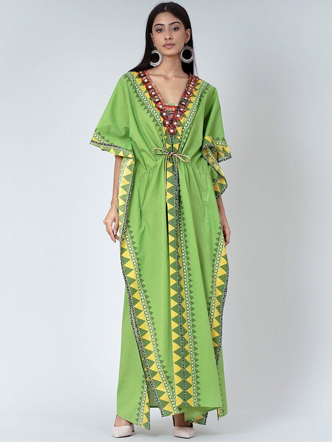 first resort by ramola bachchan green print maxi dress