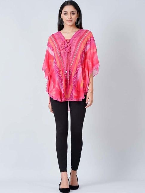 first resort by ramola bachchan pink embellished floral tunic