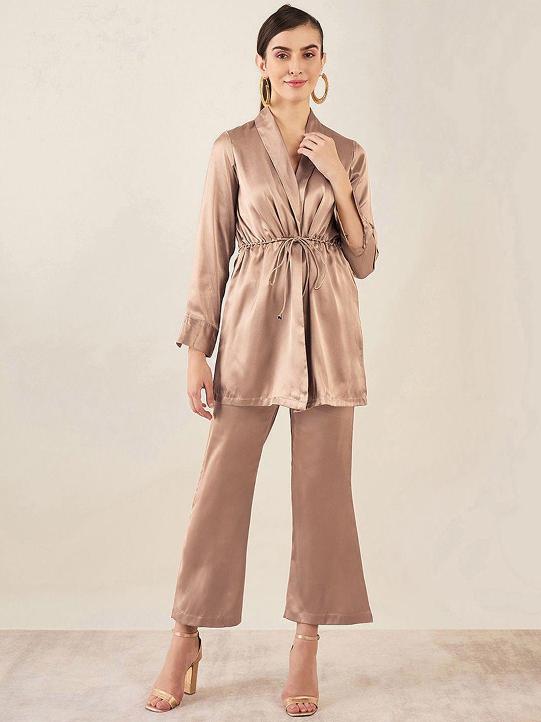 first resort by ramola bachchan shawl collar neck tunic & flared trouser co-ords