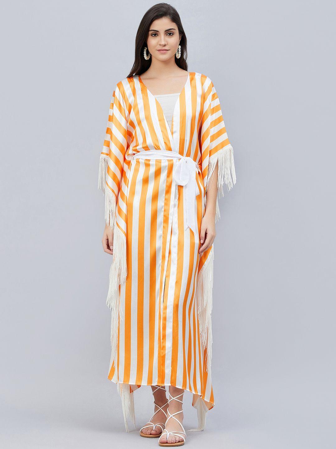 first resort by ramola bachchan striped full length cover-up