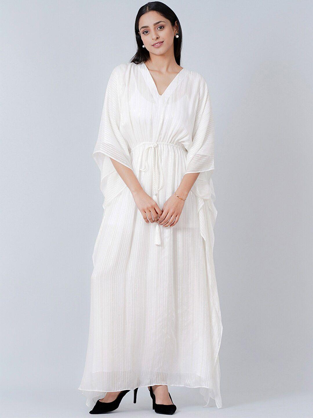 first resort by ramola bachchan v-neck kimono sleeve georgette kaftan maxi dress