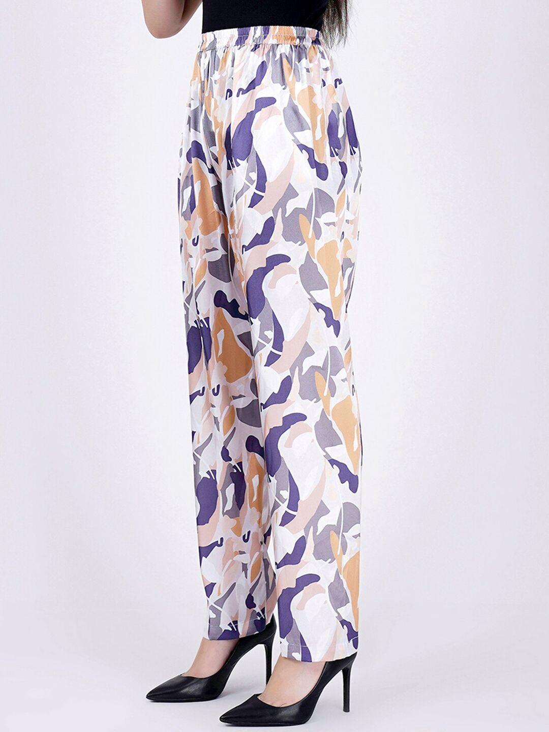 first resort by ramola bachchan women abstract printed mid rise trousers