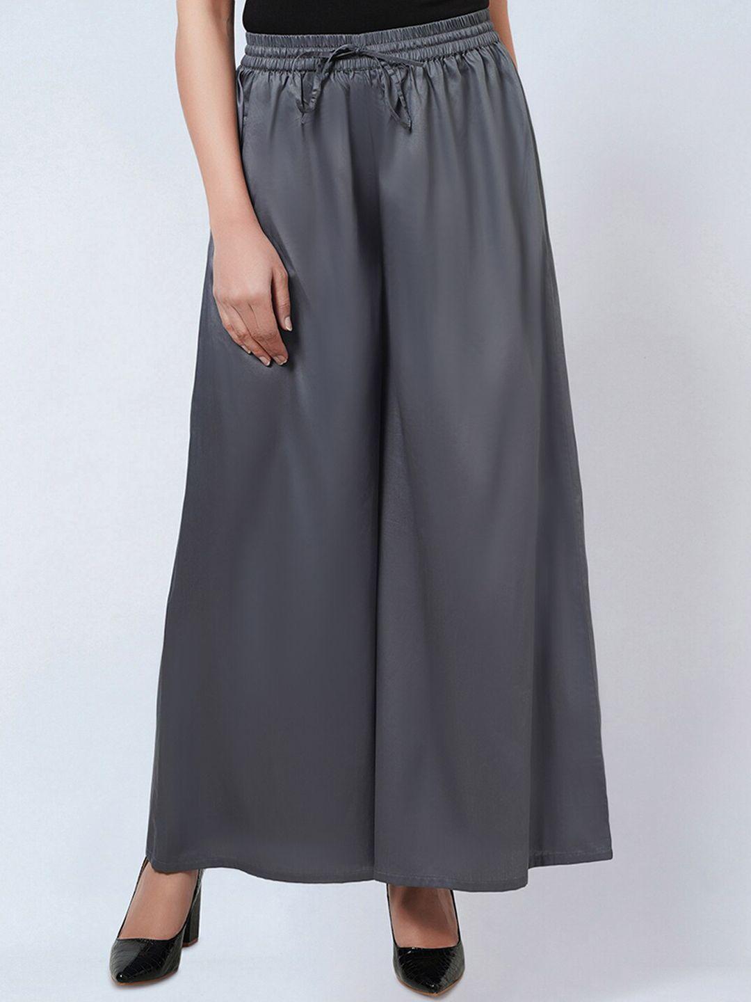 first resort by ramola bachchan women relaxed high-rise flared cotton trousers