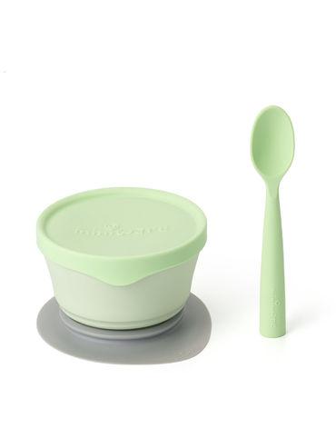 first bite suction bowl with spoon feeding set key lime- key lime (set of 2)