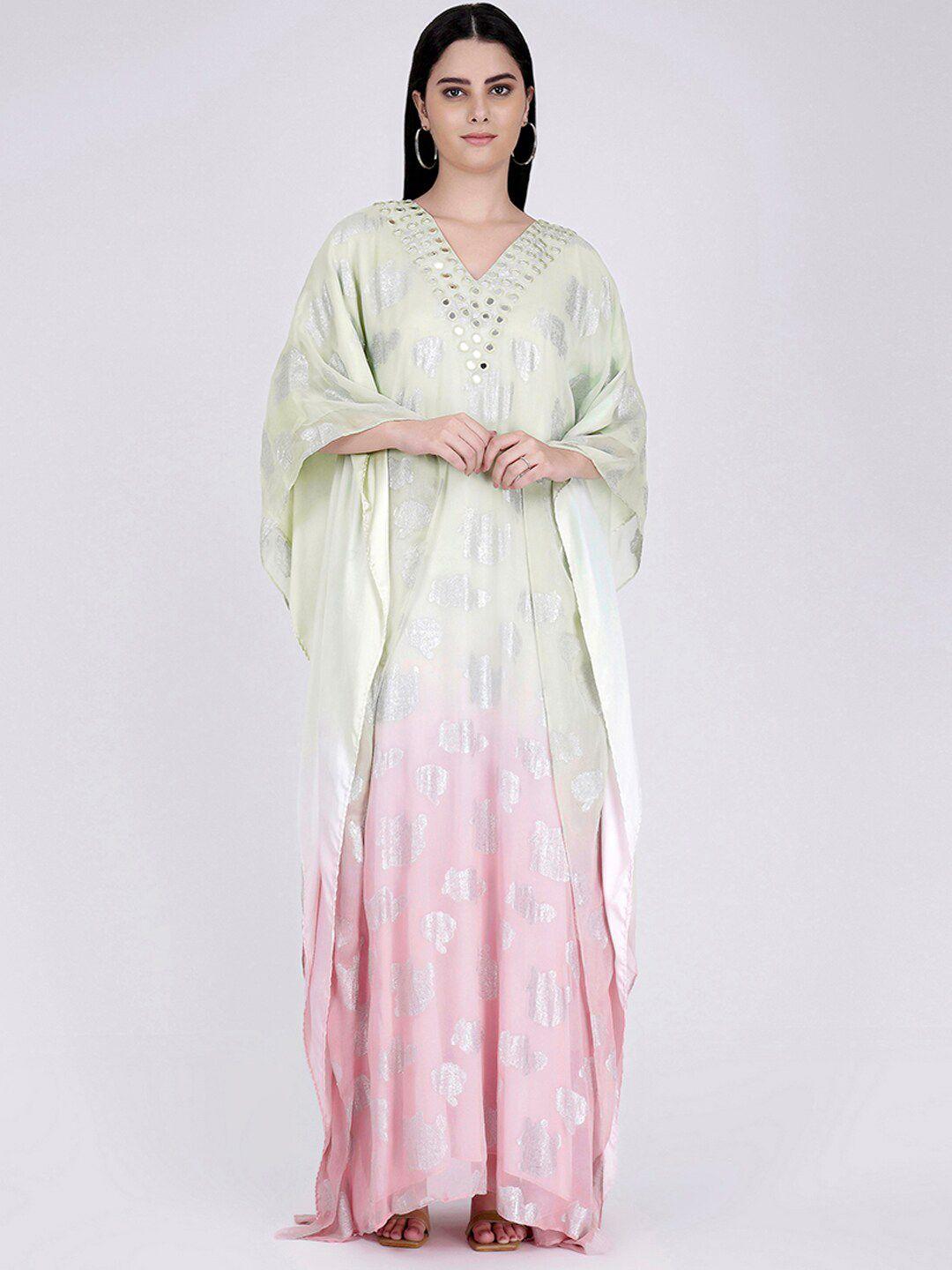 first resort by ramola bachchan abstract printed ombre georgette kaftan maxi dress