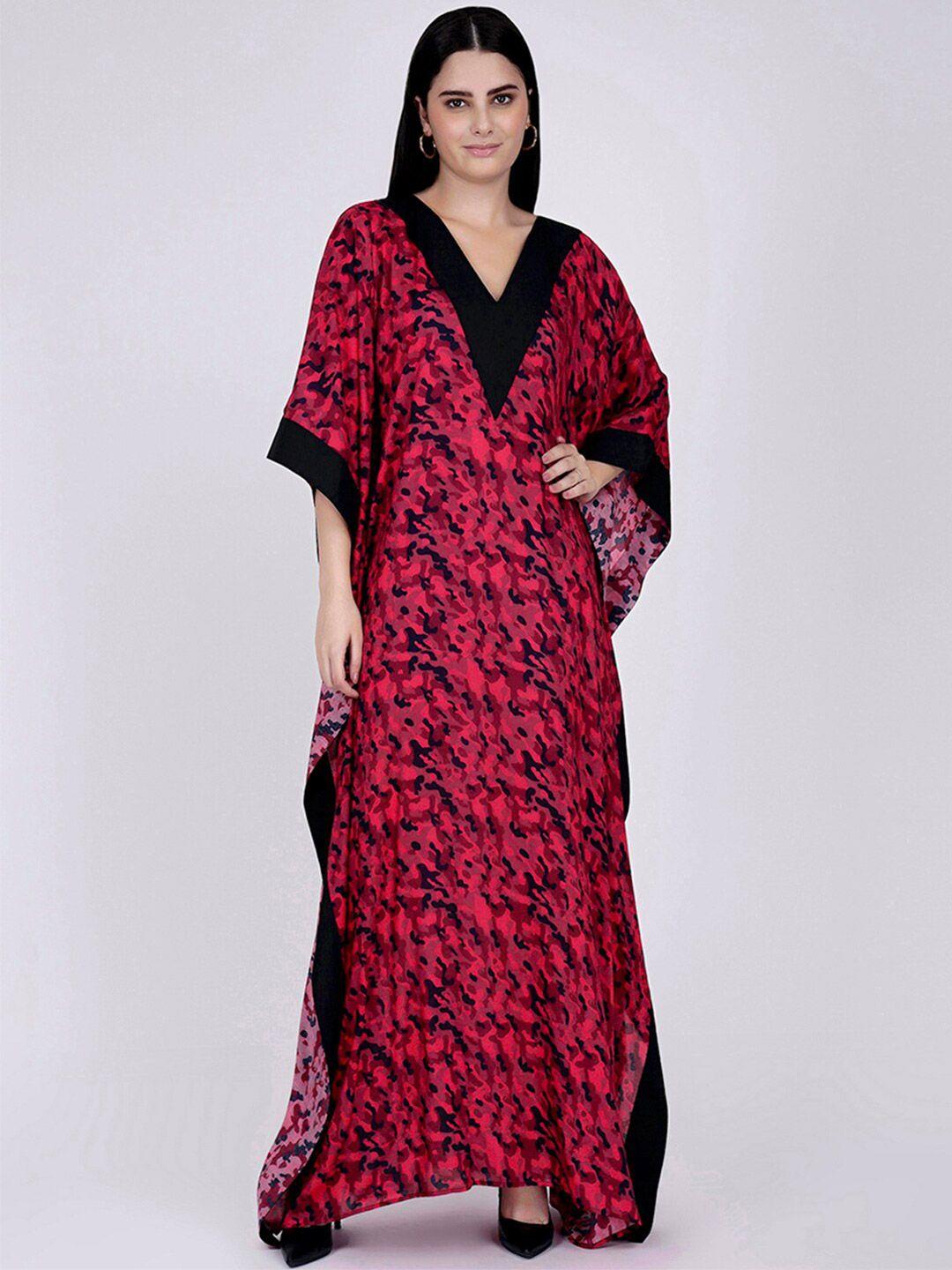 first resort by ramola bachchan abstract printed v-neck cotton kaftan maxi dress