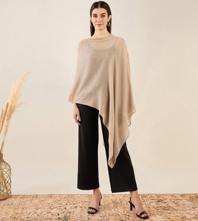 first resort by ramola bachchan almond ombre asymmetrical embellished cashmere poncho
