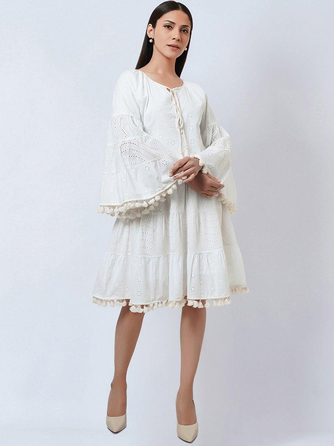 first resort by ramola bachchan bell sleeves a-line dress