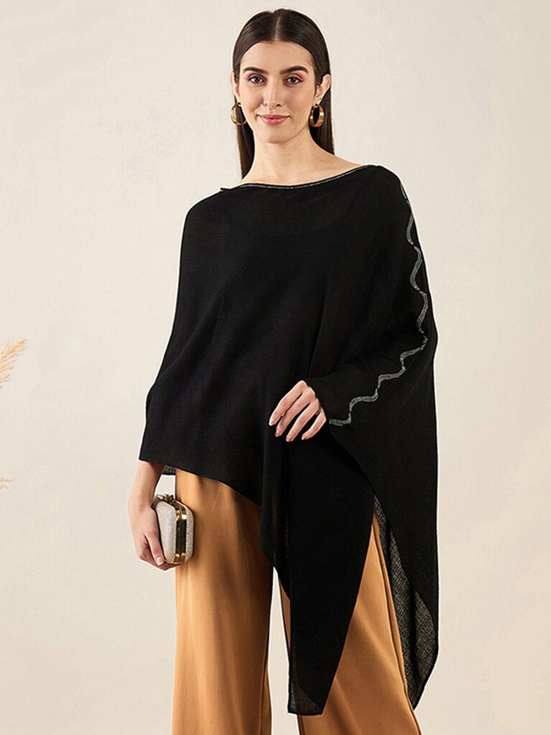 first resort by ramola bachchan black & black embellished cape sleeve monochrome cape top