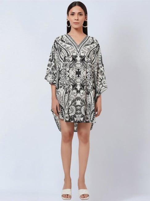 first resort by ramola bachchan black & white paisley tunic