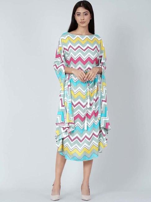 first resort by ramola bachchan blue & pink chevron long dress