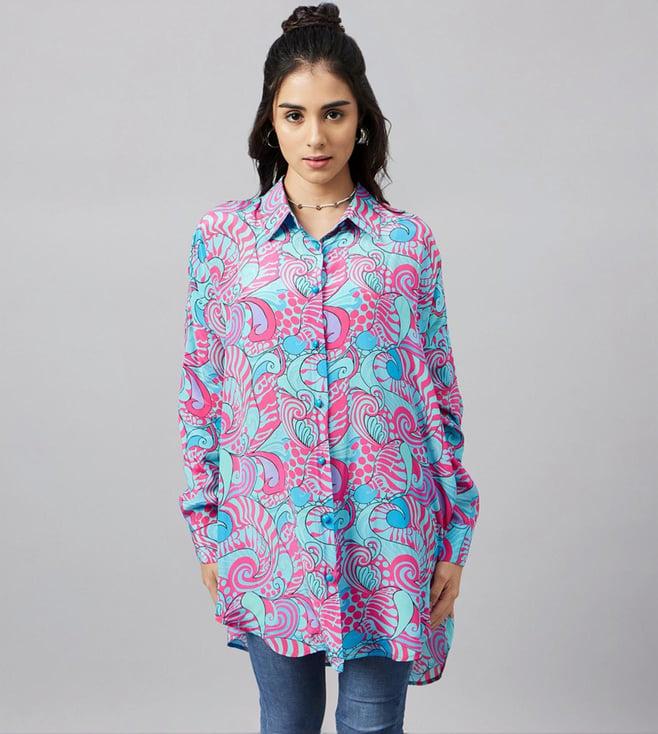 first resort by ramola bachchan blue & rose pink pucci print boyfriend shirt