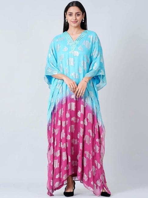 first resort by ramola bachchan blue and magenta ombre full length kaftan