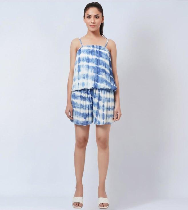 first resort by ramola bachchan blue tie-dye camisole with shorts